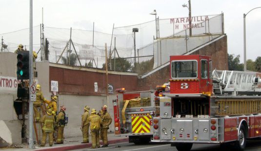 Fire damages historic East L.A. handball court site